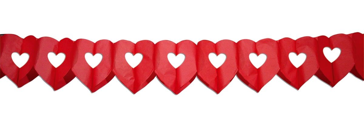 Papier slinger dubbel hart rood 6 meter
