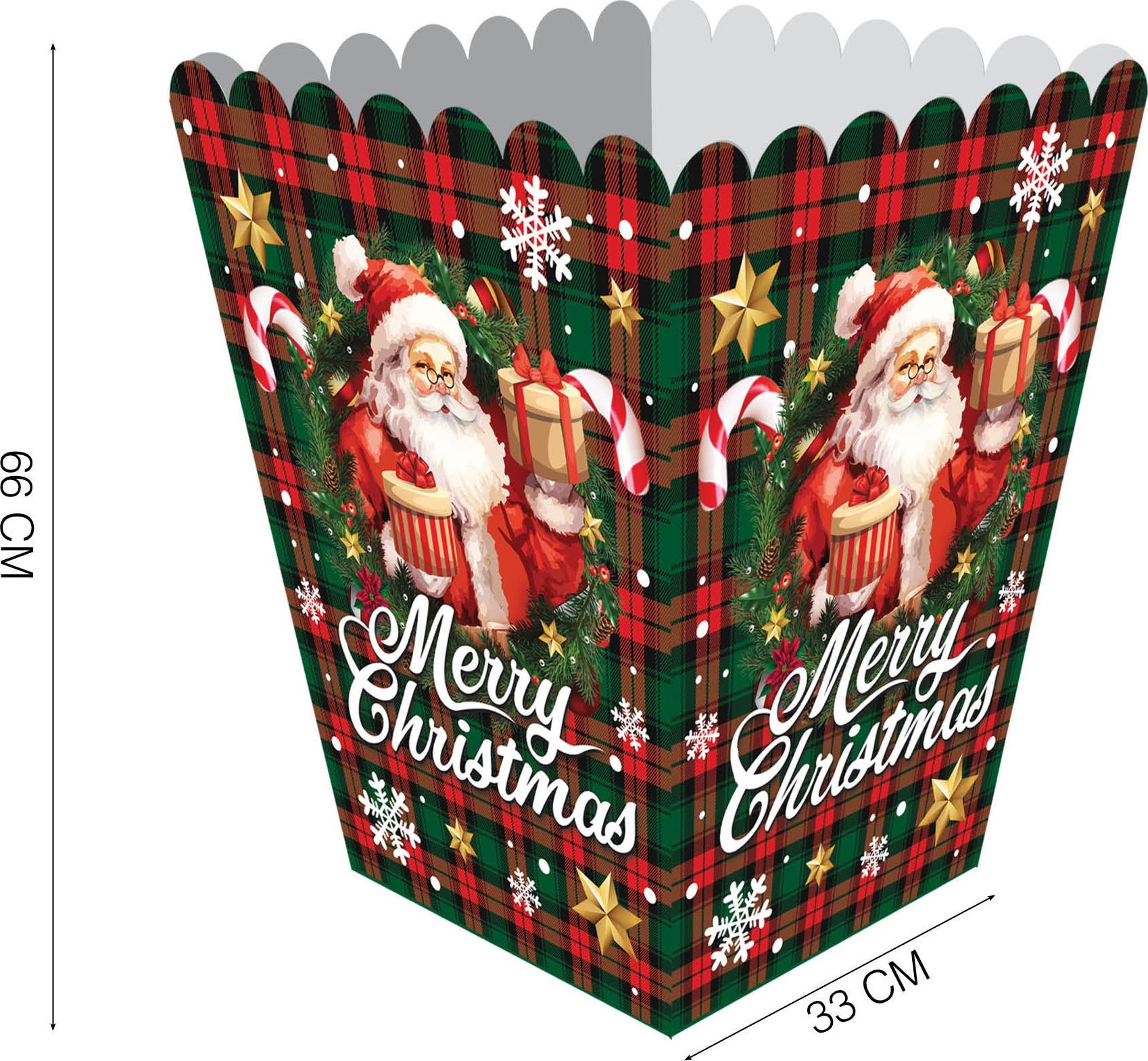 Papieren kerst popcornbakjes merry christmas 6 stuks