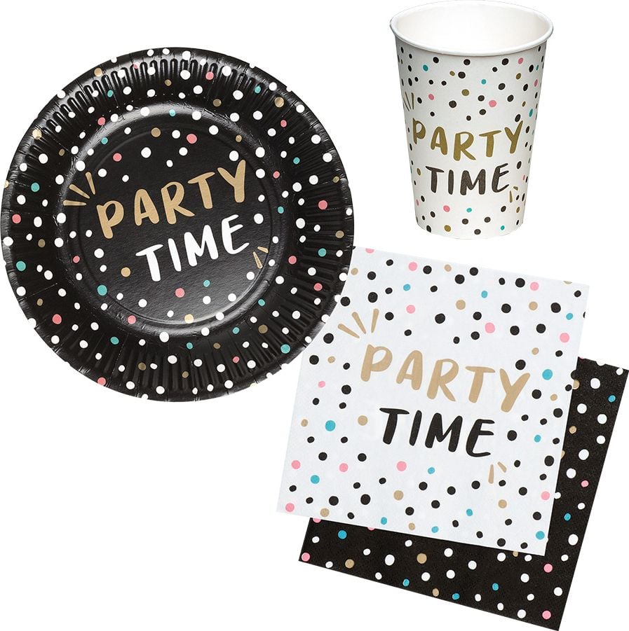 Papieren Party Time Serviesset Verjaardag 24-Delig