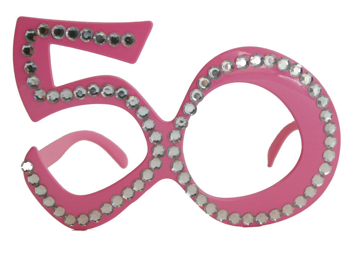 Party bril 50 jaar bling bling roze