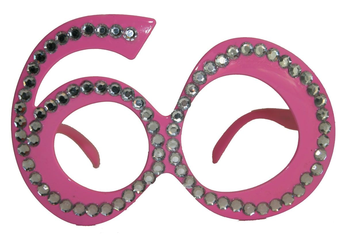 Party bril 60 jaar bling bling roze