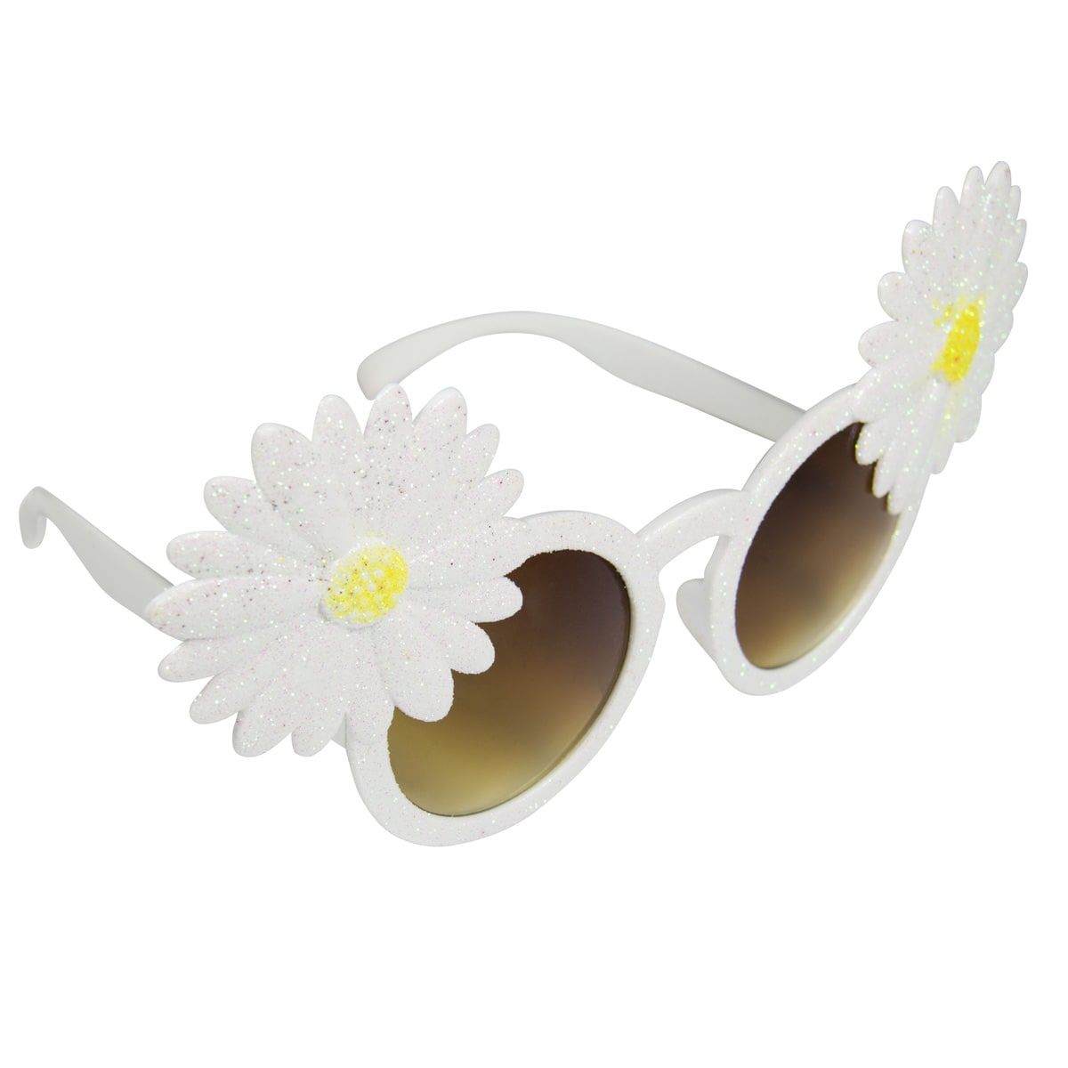 Party bril met glitters en bloemen wit