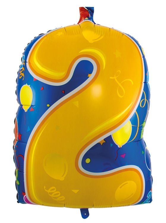 Party cijfer geel 2 folieballon