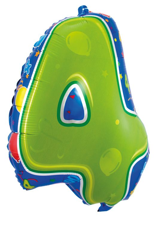 Party cijfer groen 4 folieballon