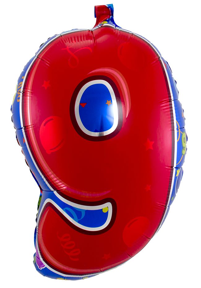 Party cijfer rood 9 folieballon