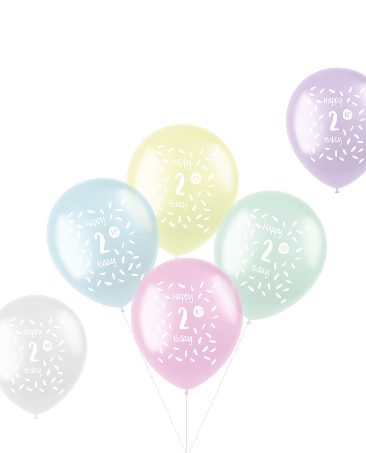 Pastel meerkleurige ballonnen 2 jaar