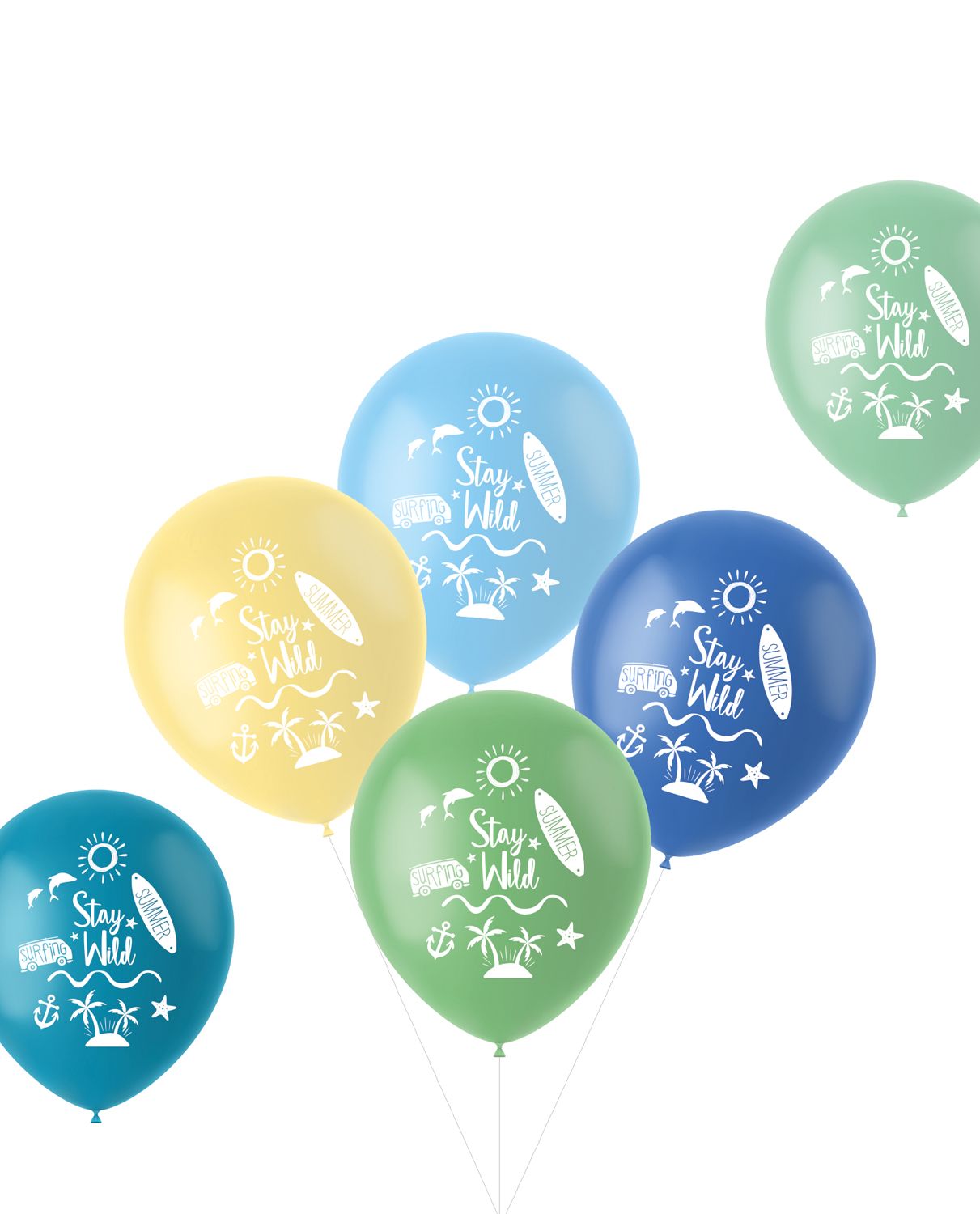 Pastel stay wild surf ballonnen 6 stuks