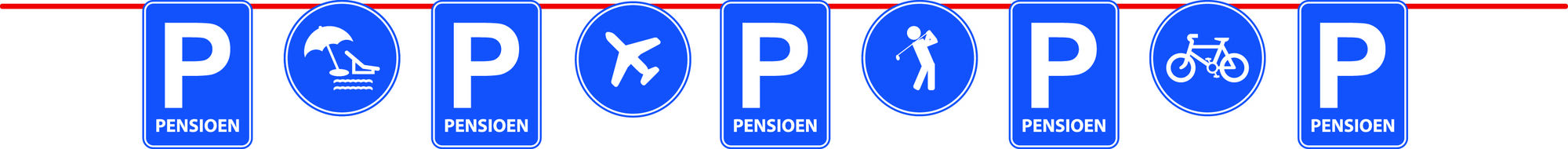 Pensioen parkeerbord vlaggenlijn 10 meter