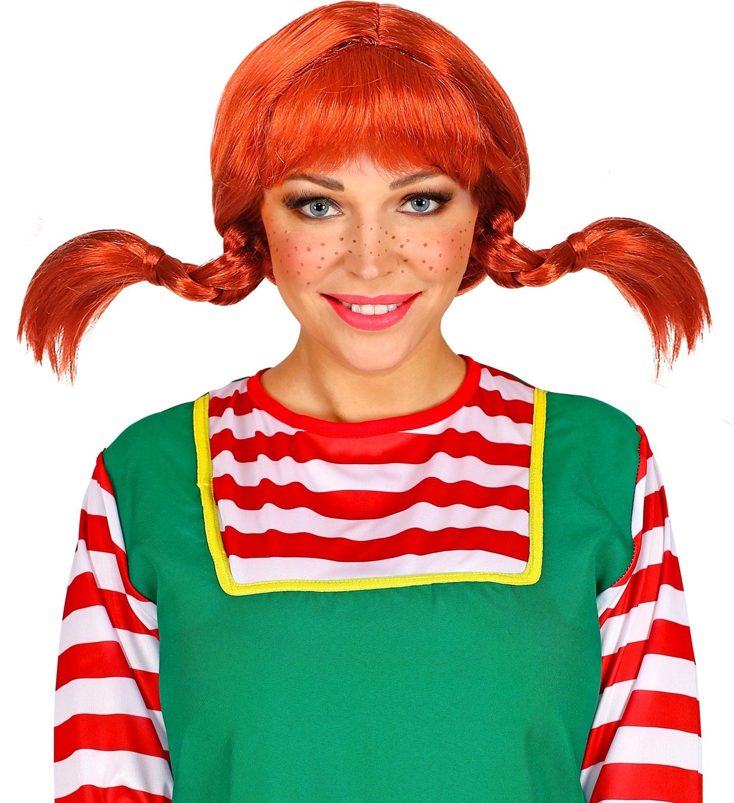 Pipi Langkous Pruik Oranje Halloween Dames