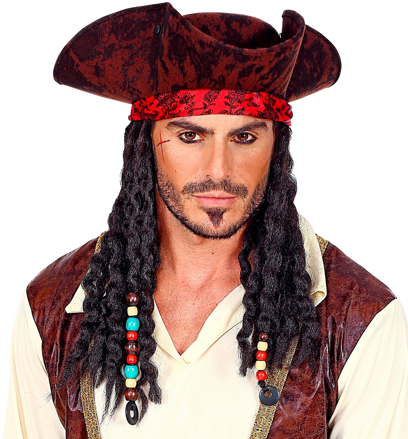 Piraat hoed met bandana en dreadlocks