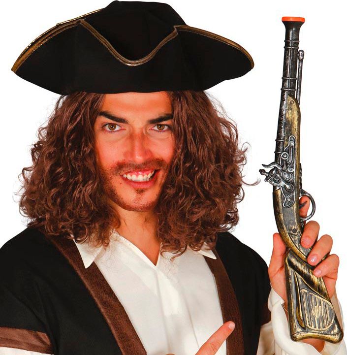 Piraat pistool lang zwart