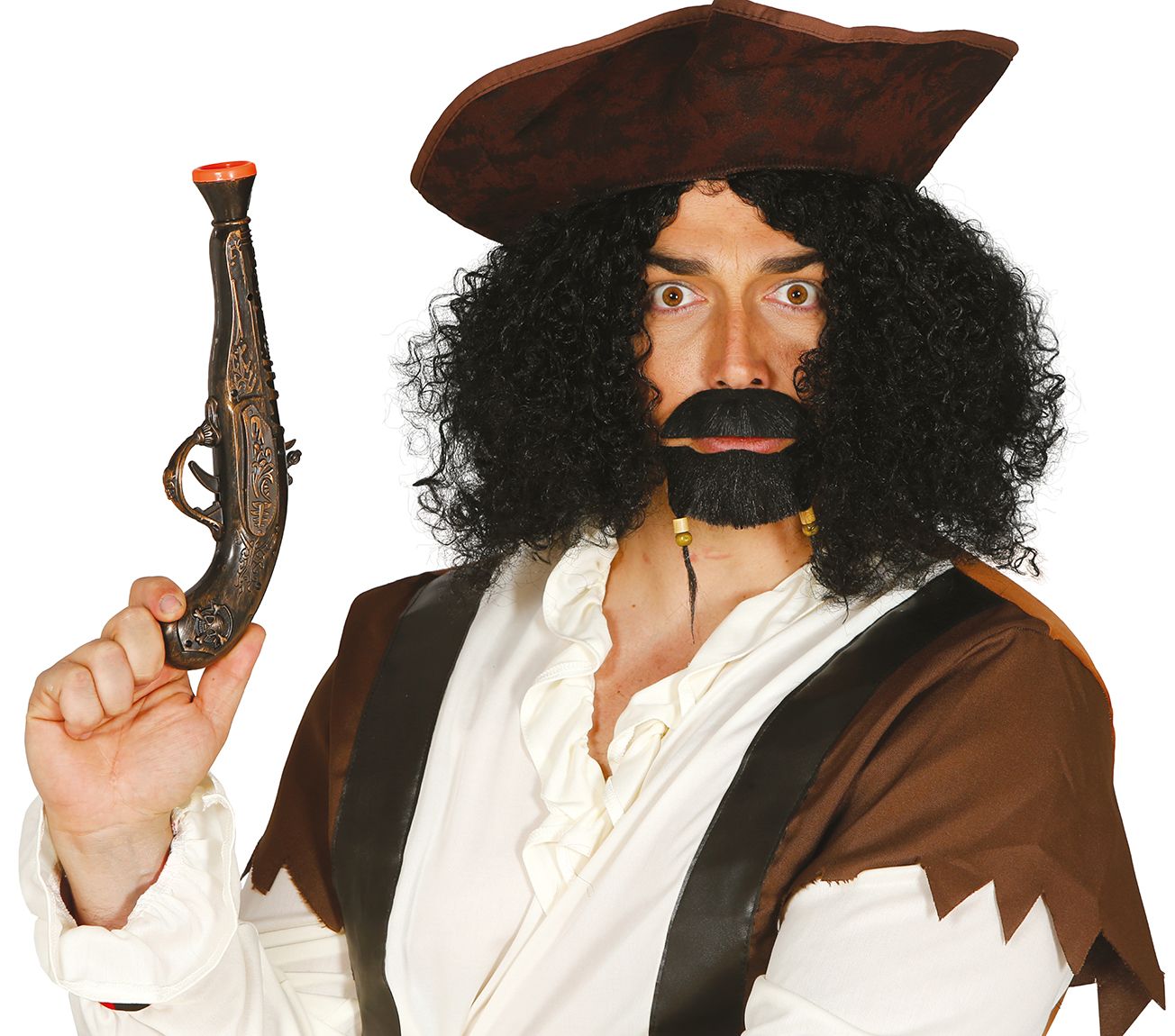 Piraten pistool zwart goud 28cm