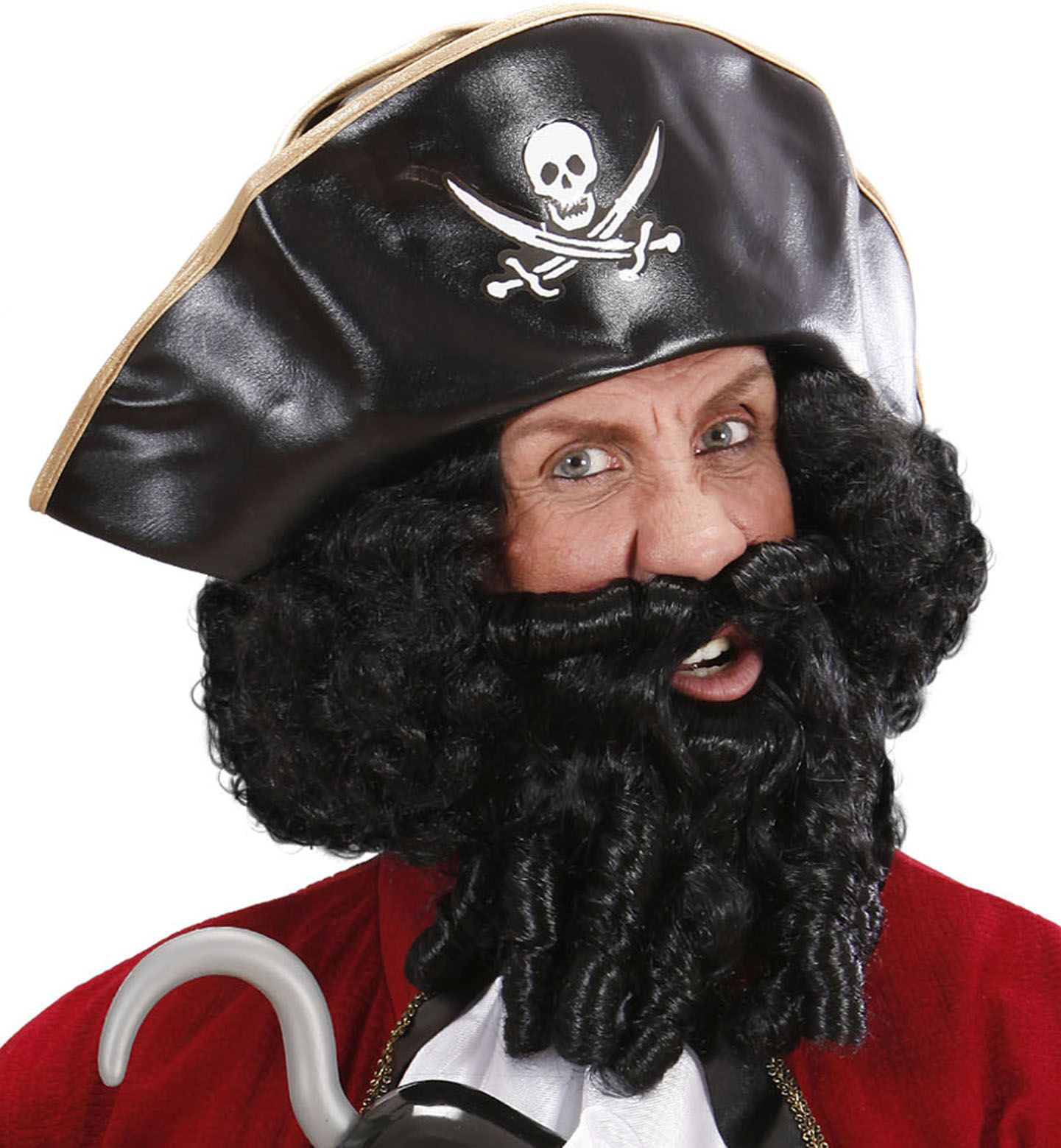 Piraten pruik met lokken en baard