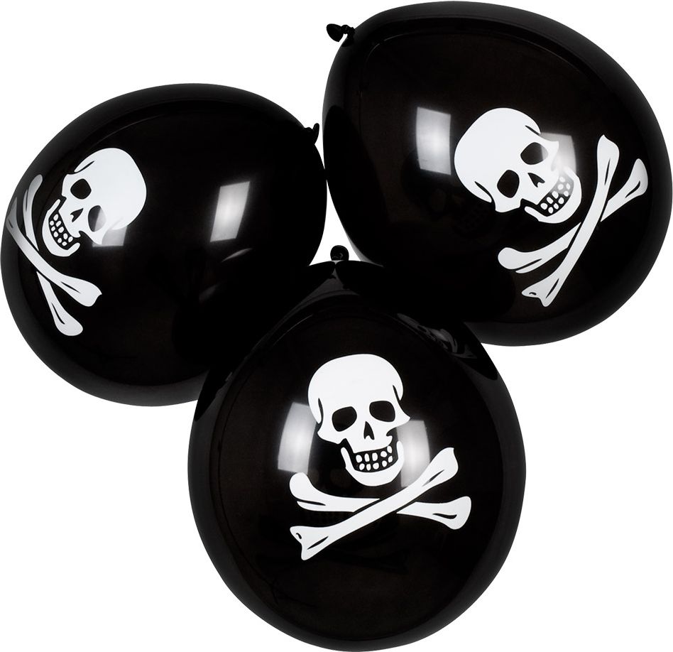 Piraten thema doodshoofd ballonnen 6x