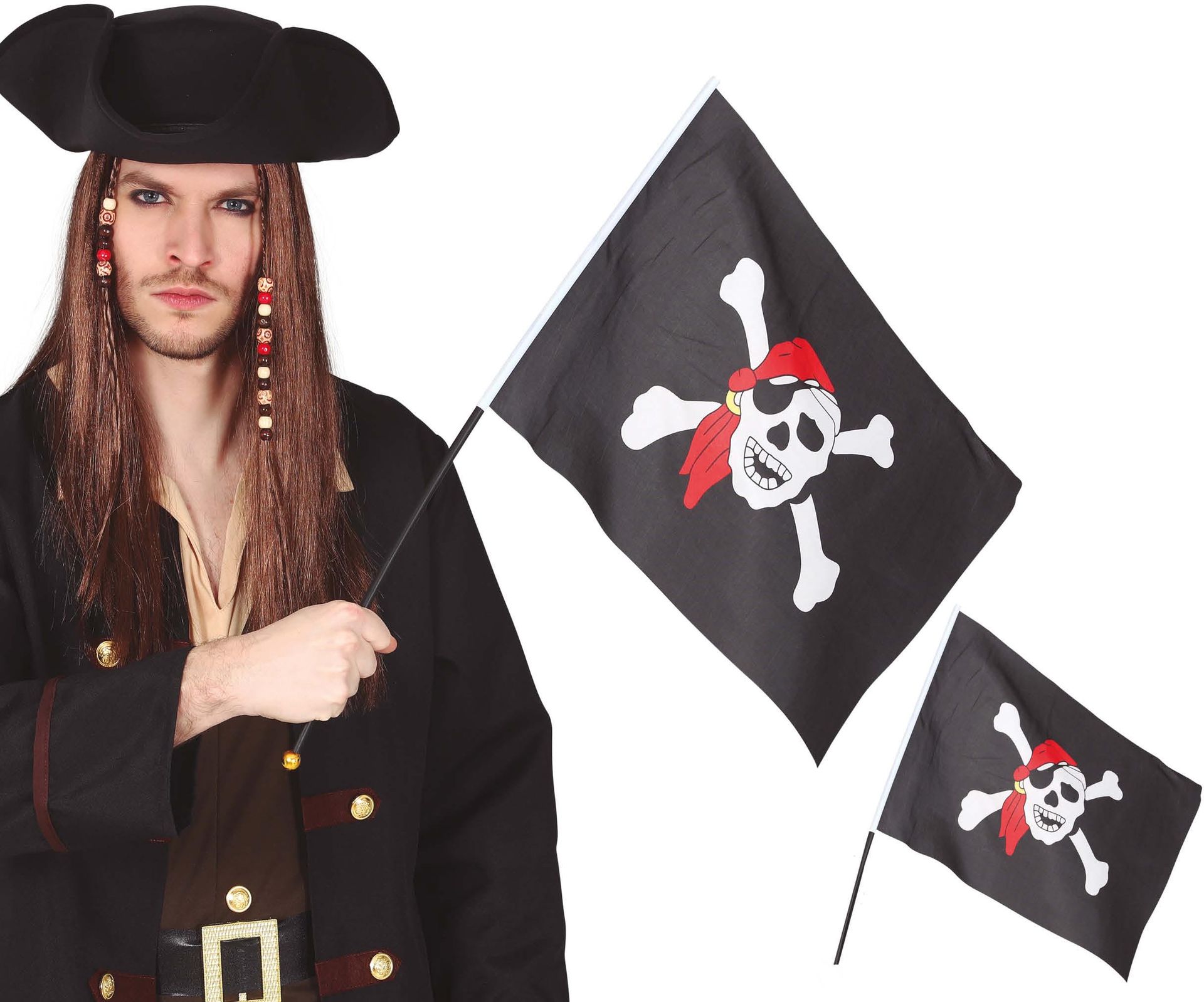 Piraten Zwaaivlag met Stok