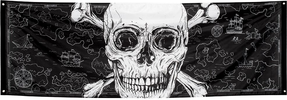 Piratenbanner met schedel en kaart