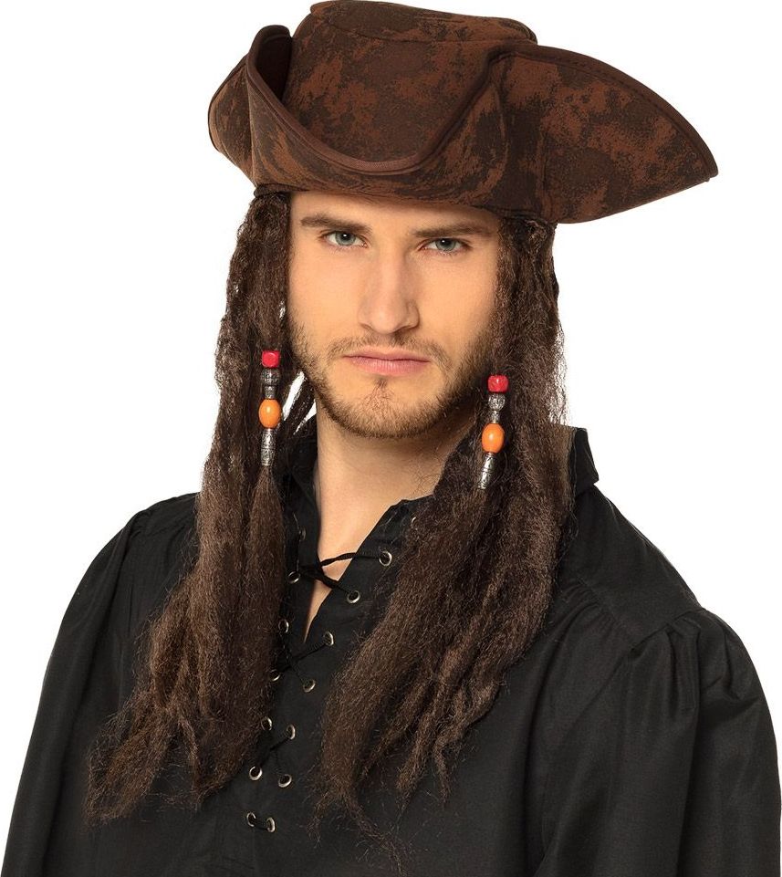 Piratenhoed bruin met dreadlocks