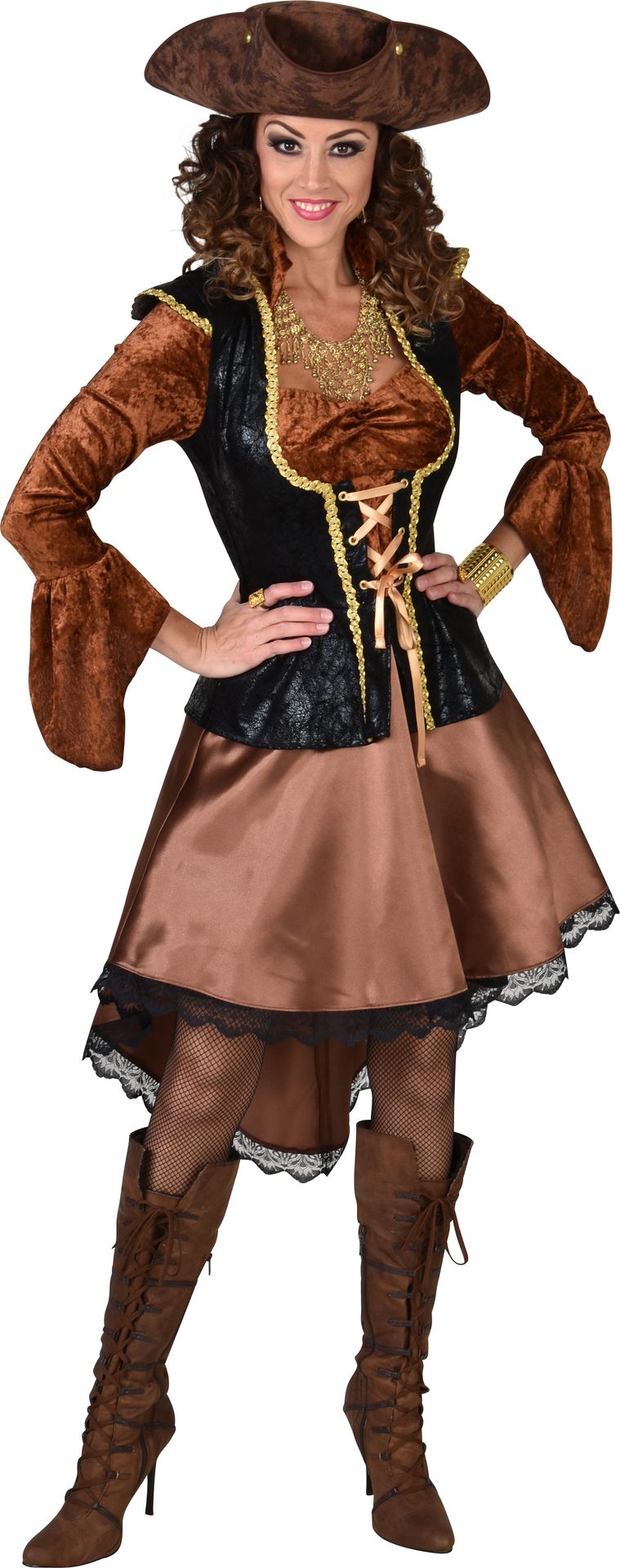 Piratenjurk dames bruin