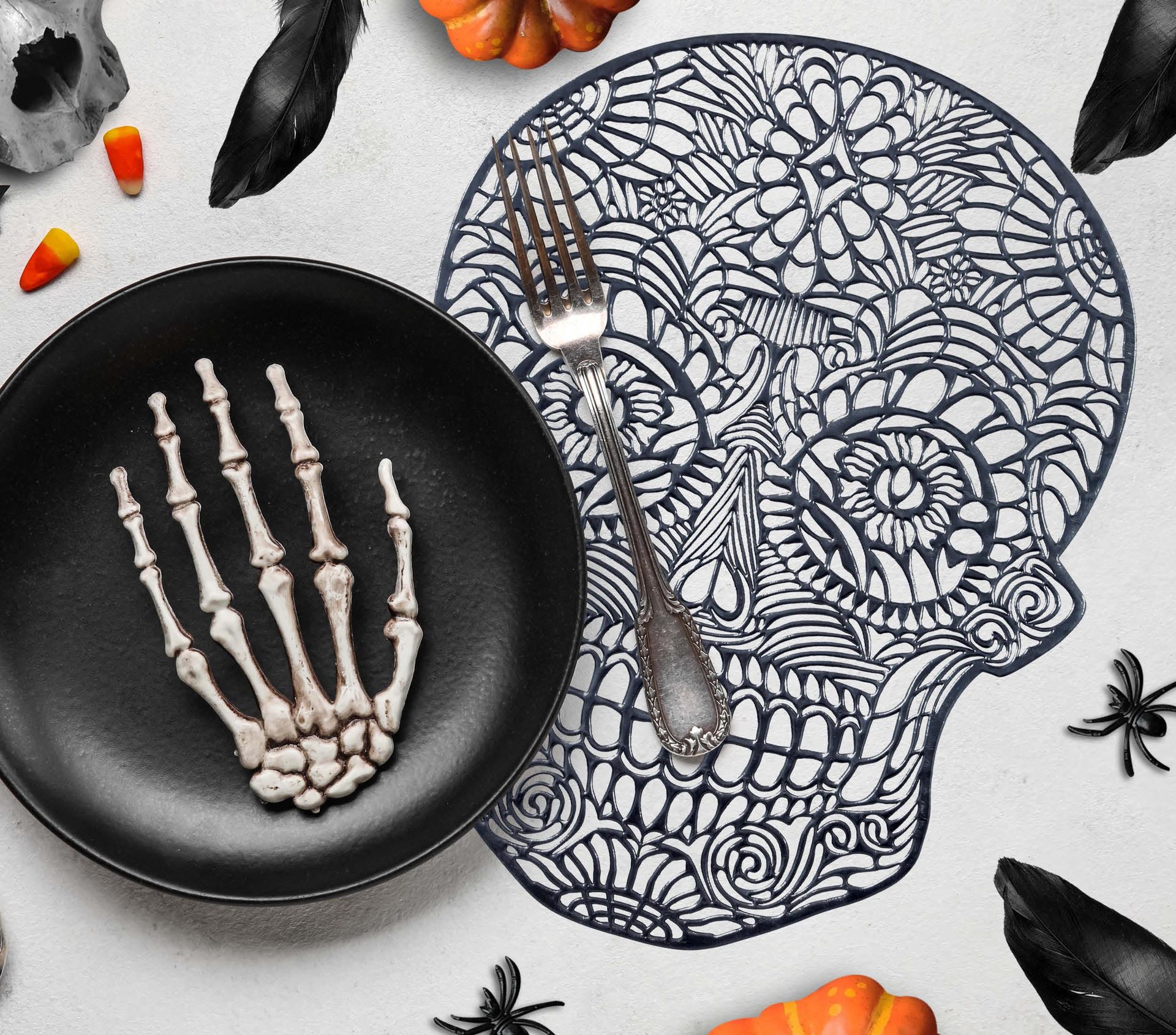Placemat skelet 38 cm halloween