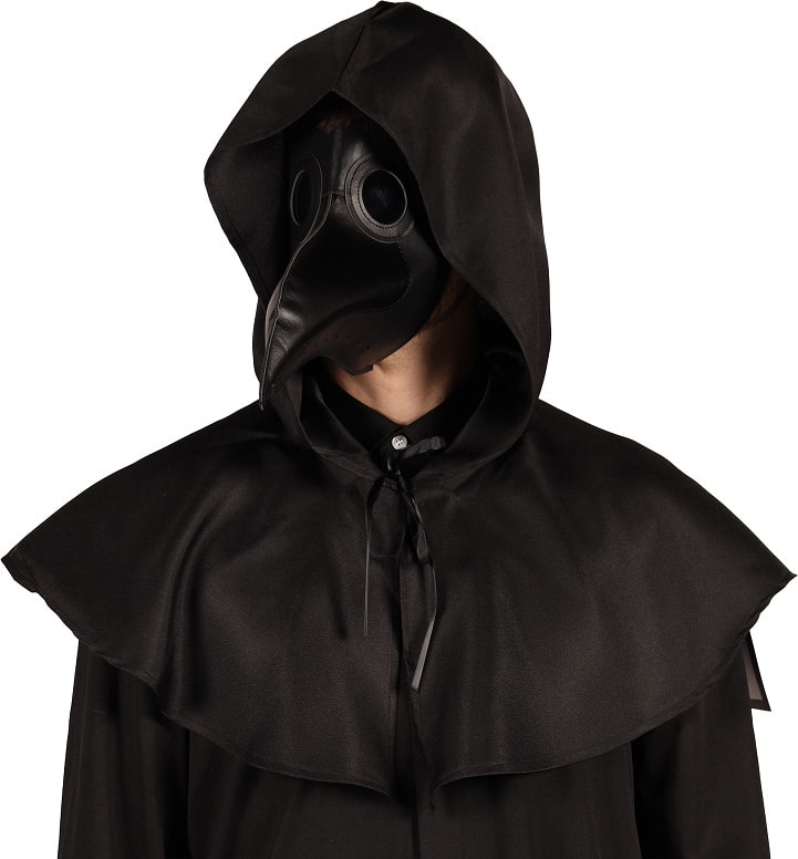 Plague Doctor Set Masker en Kraag Zwart Halloween