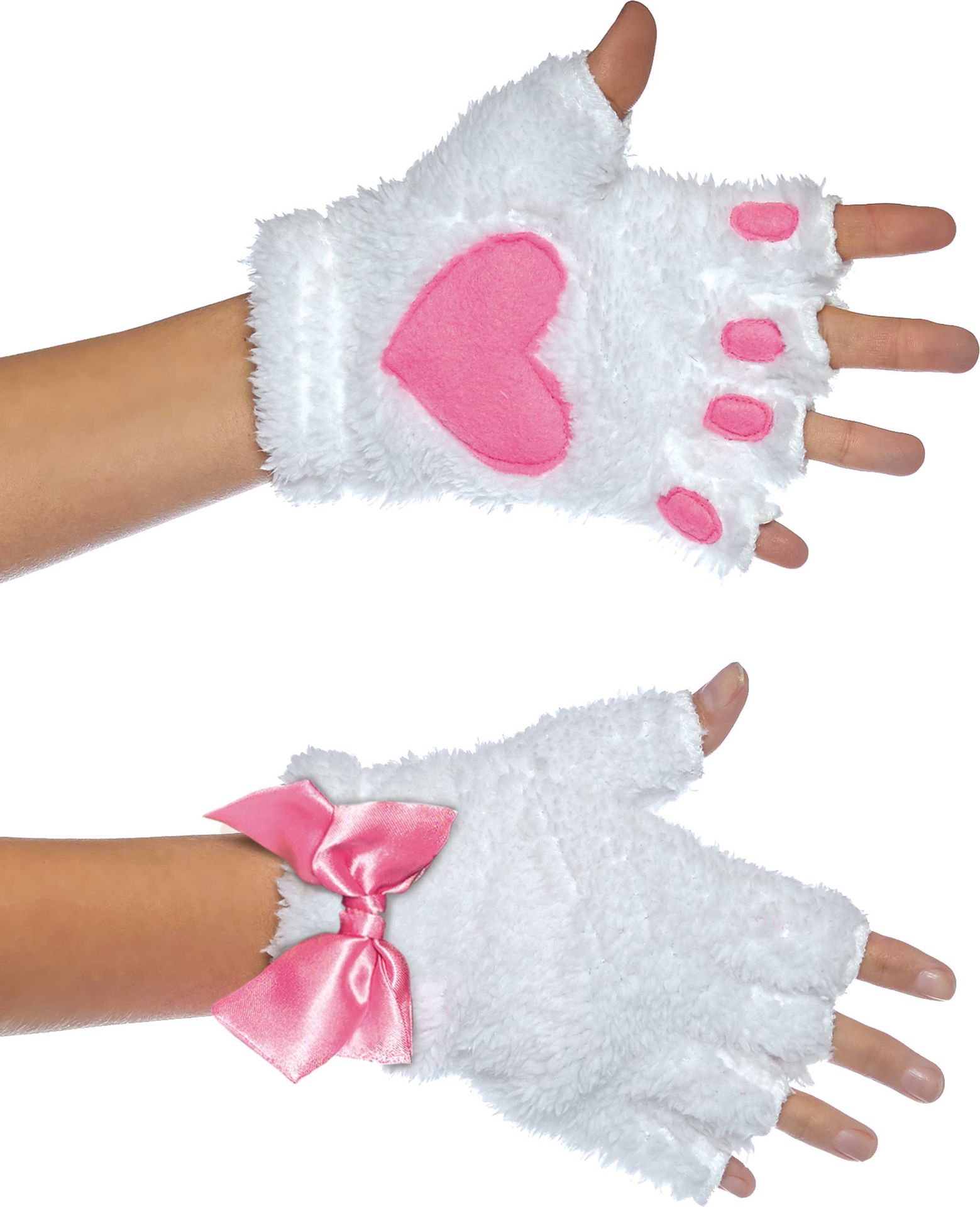 Pluche vingerloze witte handschoen