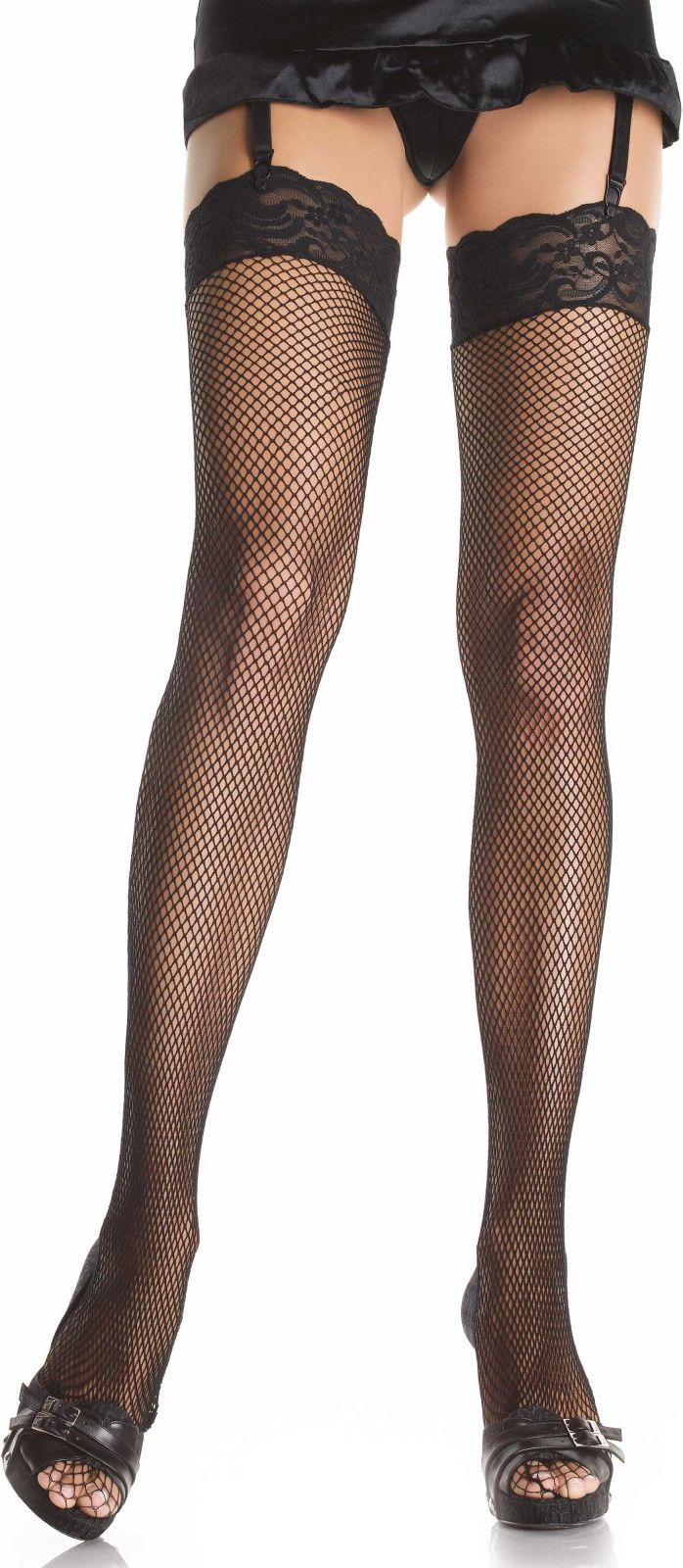 Plus size visnet stockings zwart