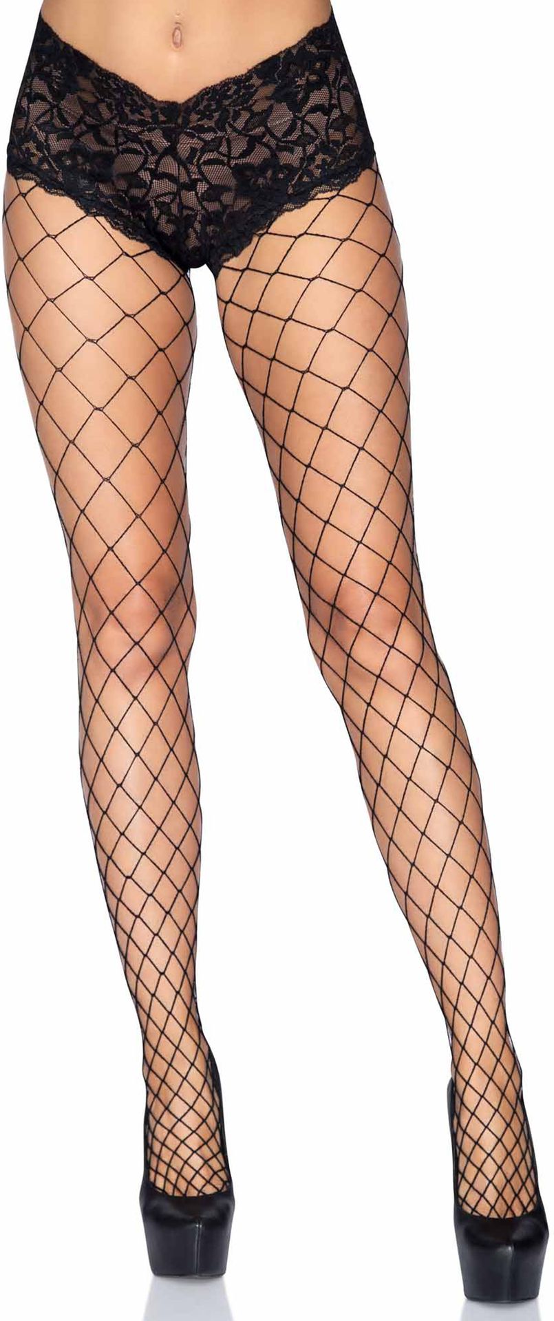 Plussize diamant net panty