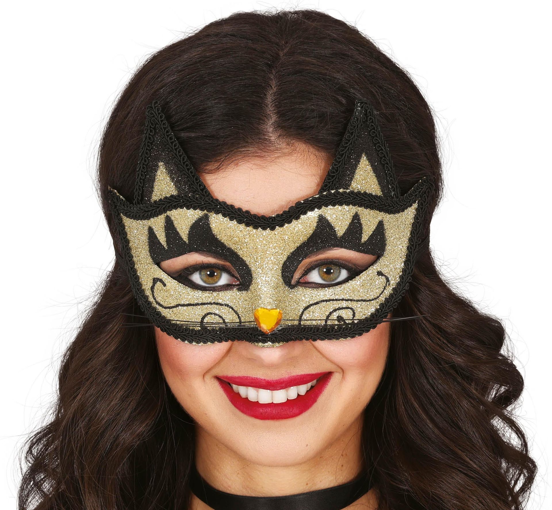 Poes Goud Zwart Oogmasker Venetiaans Carnaval