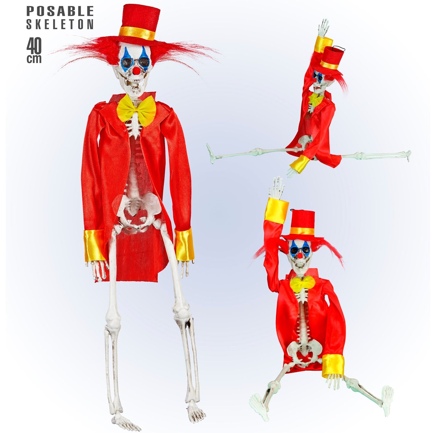 Poseerbare clown skelet halloween 40cm