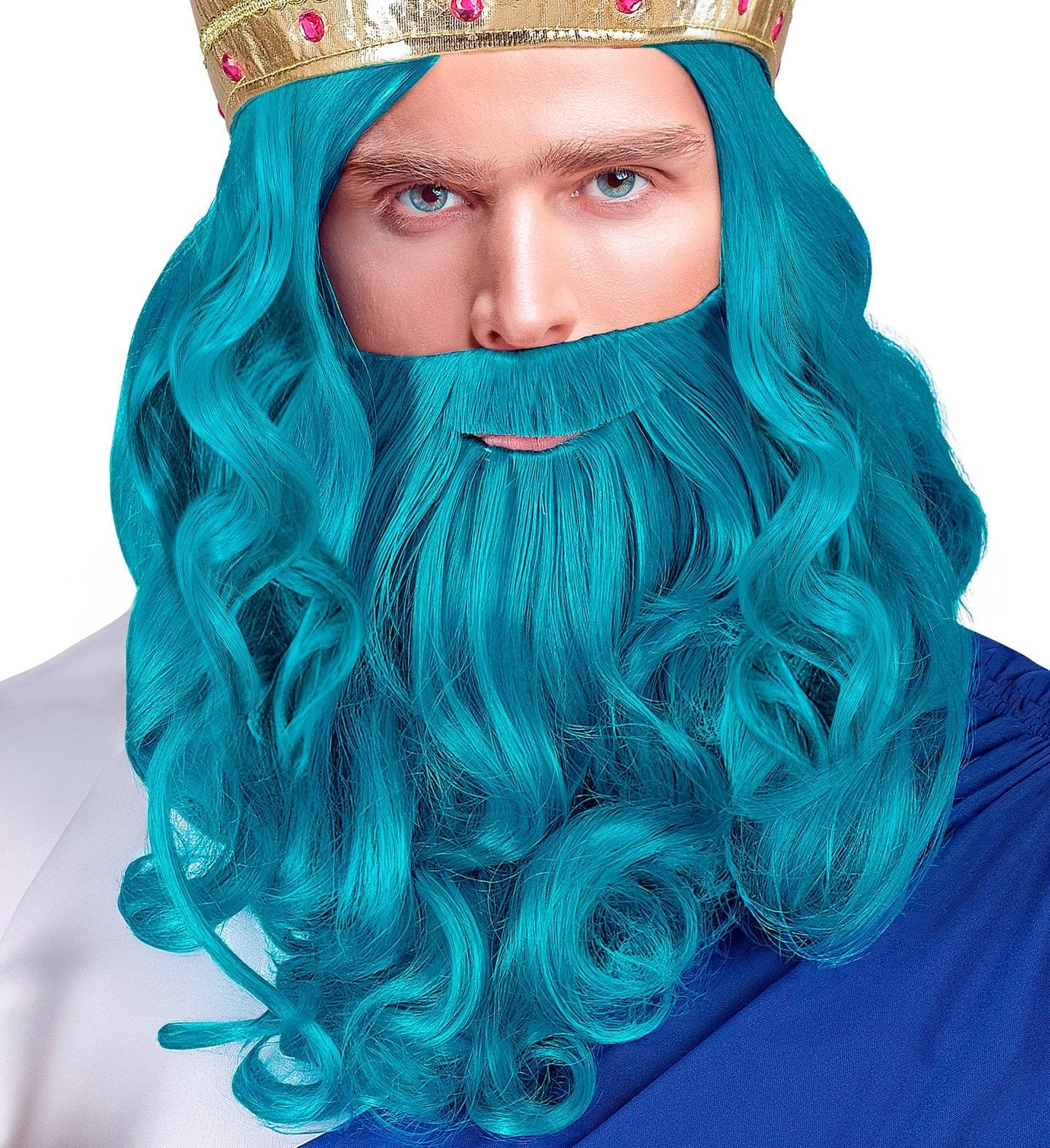 Poseidon Neptunus Pruik met Baard Blauw Mannen