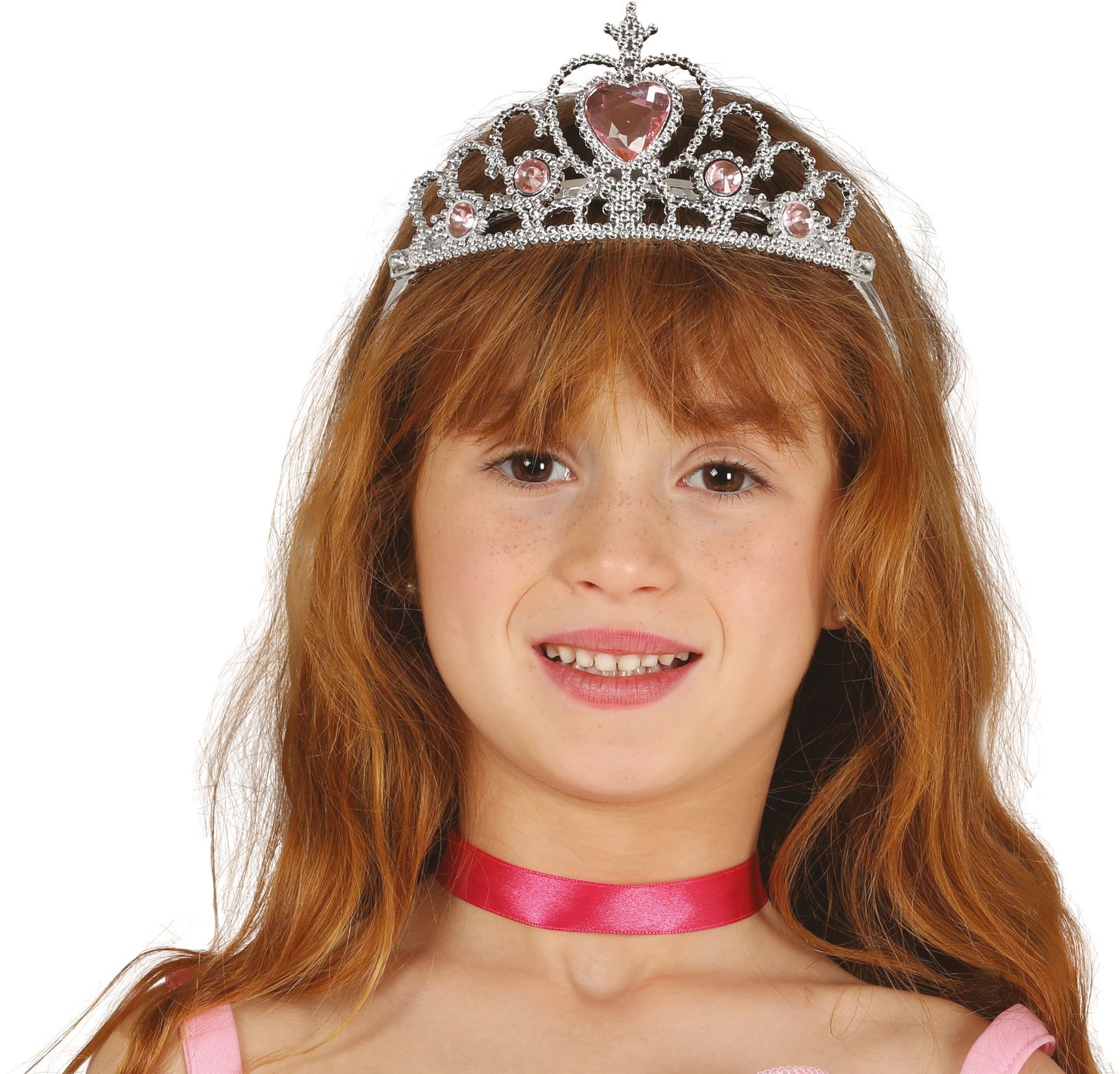 Prinses tiara met roze hartjes meisje