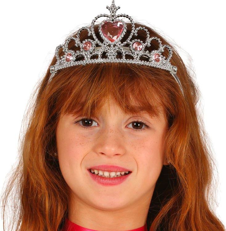 Prinses tiara met roze hartjes meisje