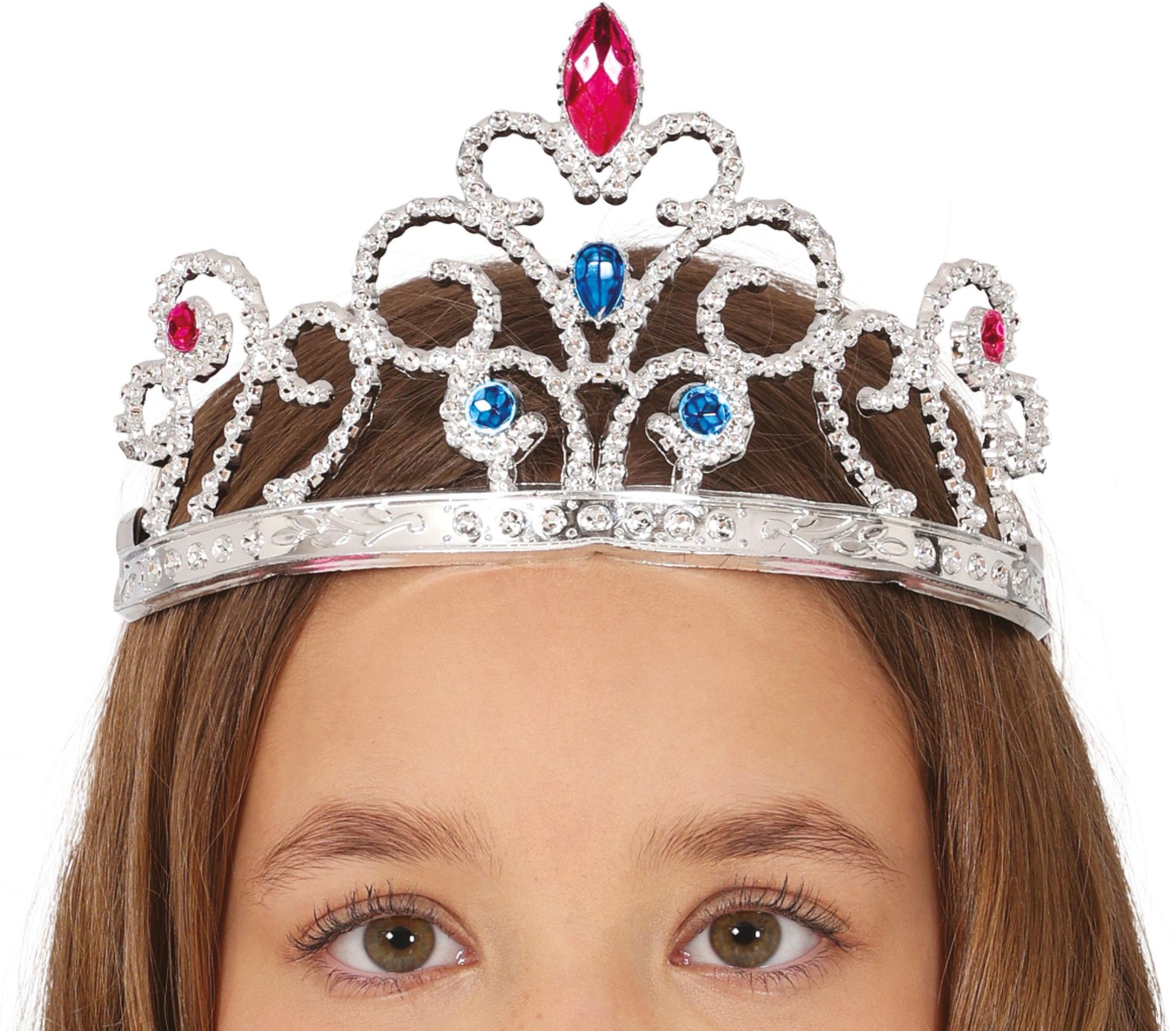 Prinsessen Tiara met Edelstenen Rood en Blauw
