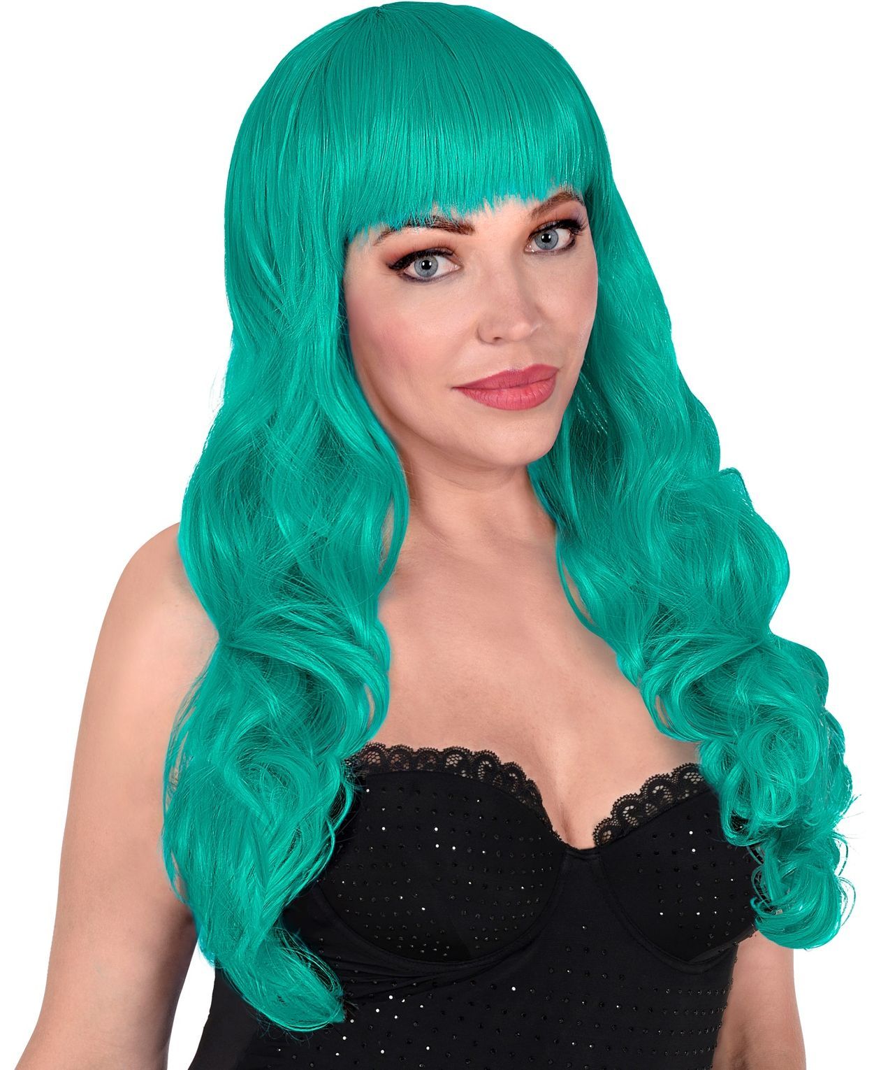 Pruik bella turquoise vrouwen