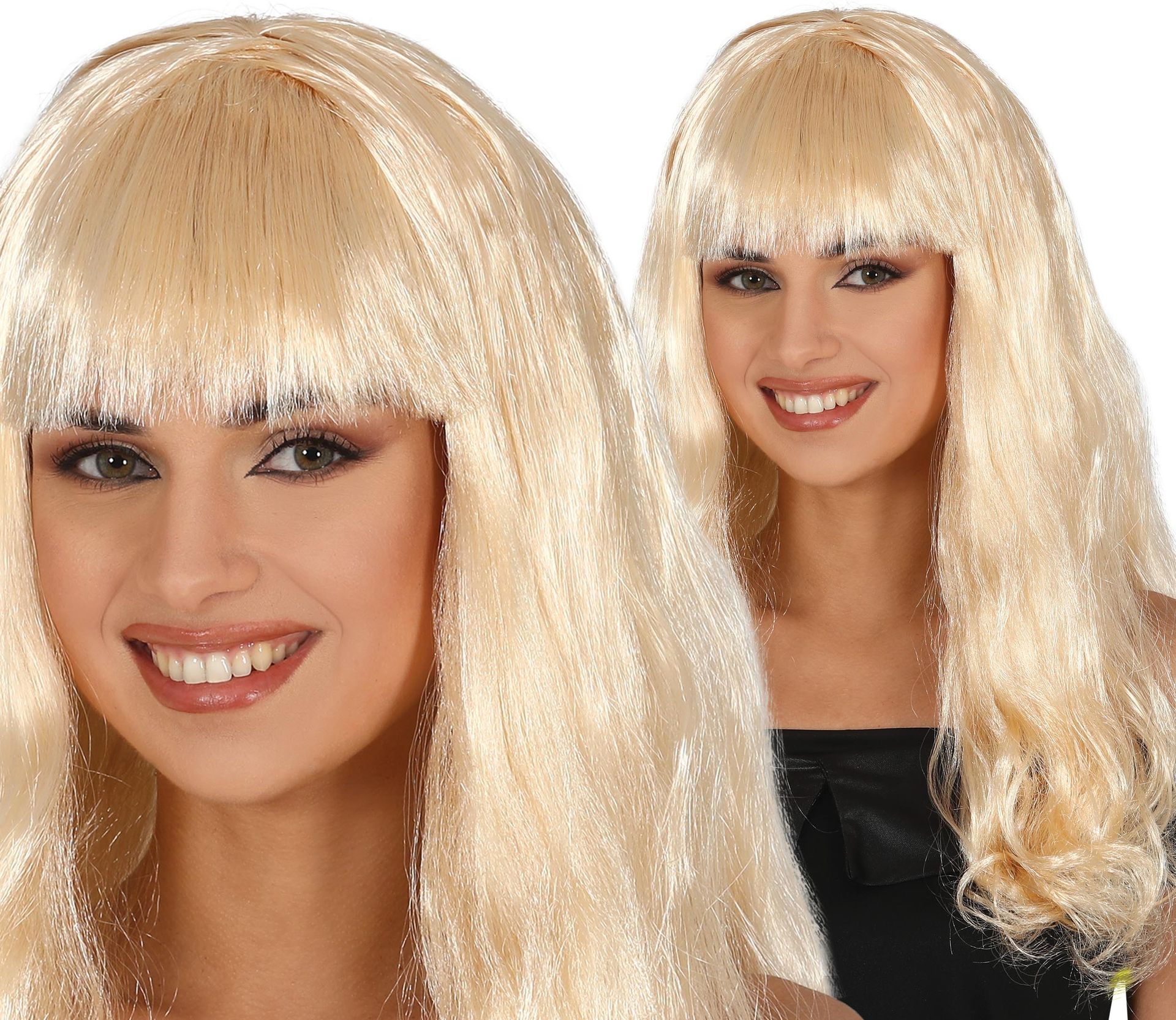 Pruik Blond Middeleeuwse Prinses met Pony Lang Haar Dames