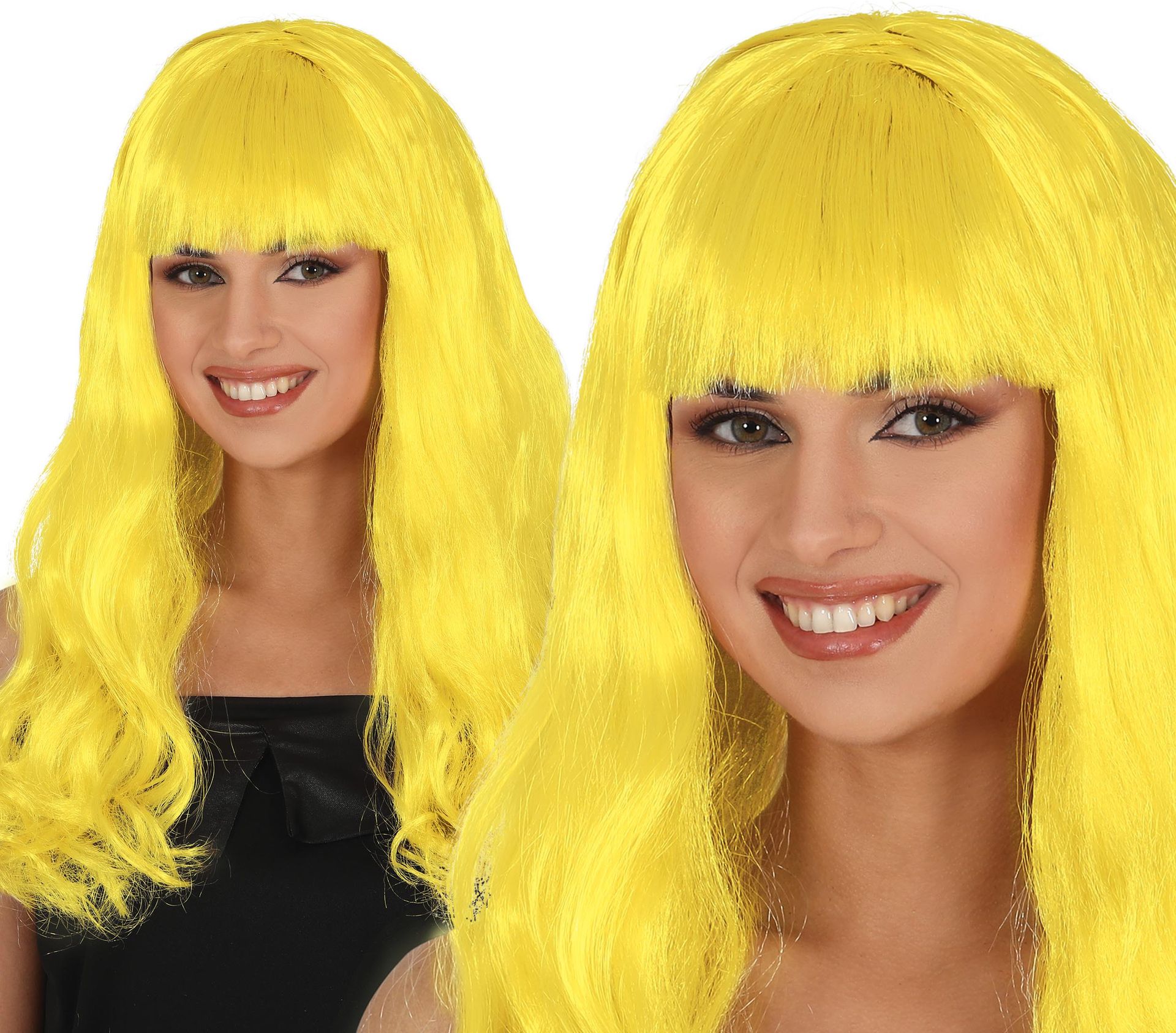 Pruik Geel met Pony Lang Haar Dames