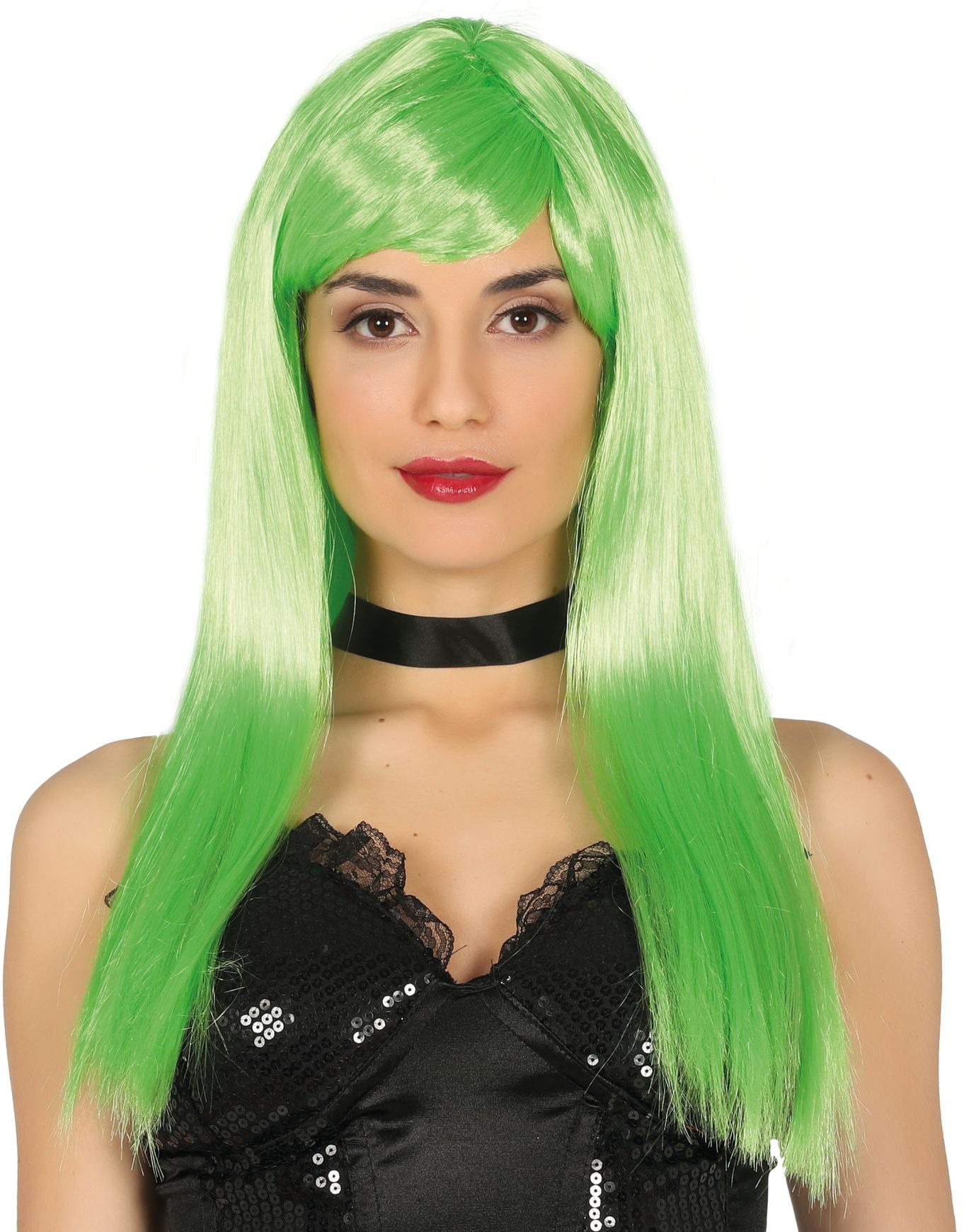 Pruik lang haar groen