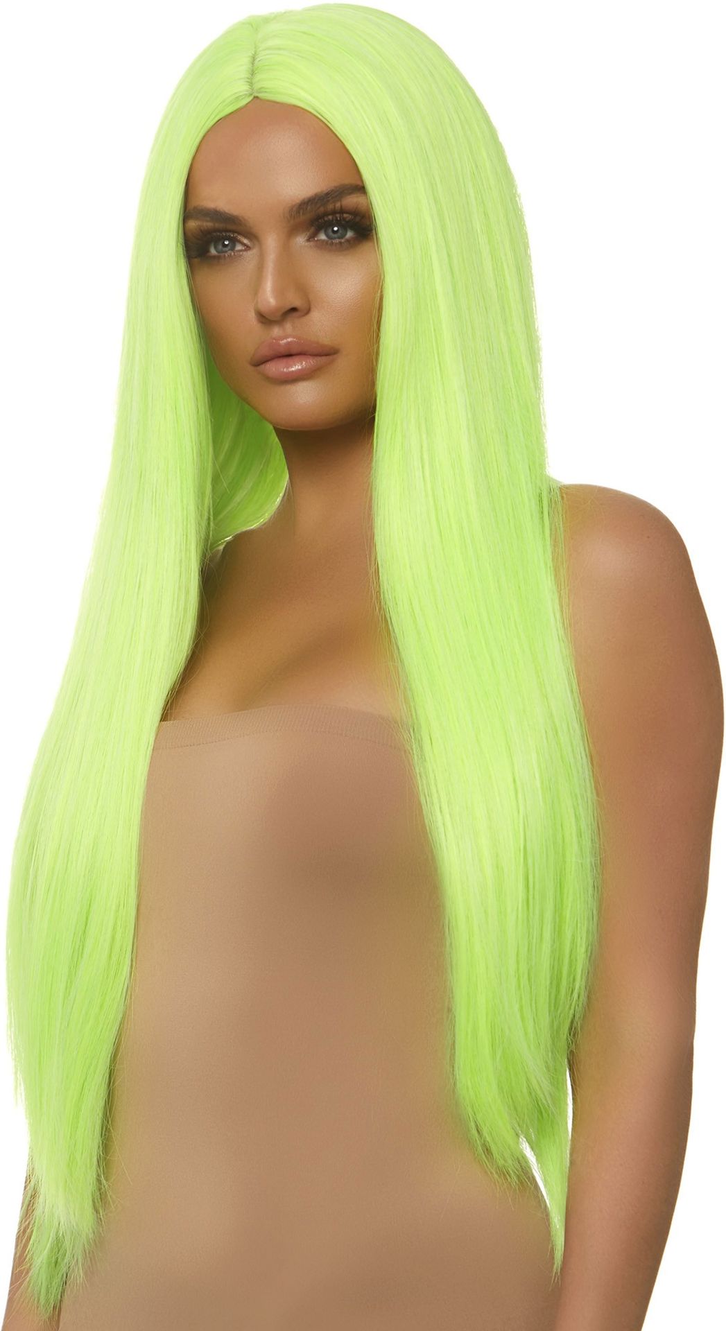 Pruik lang haar neon groen Stacey