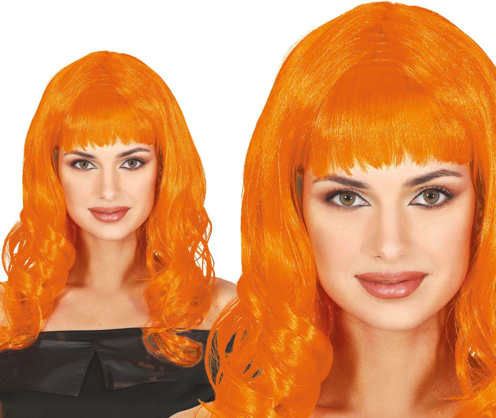 Pruik Oranje Ice Spice met Pony Lang Haar Dames