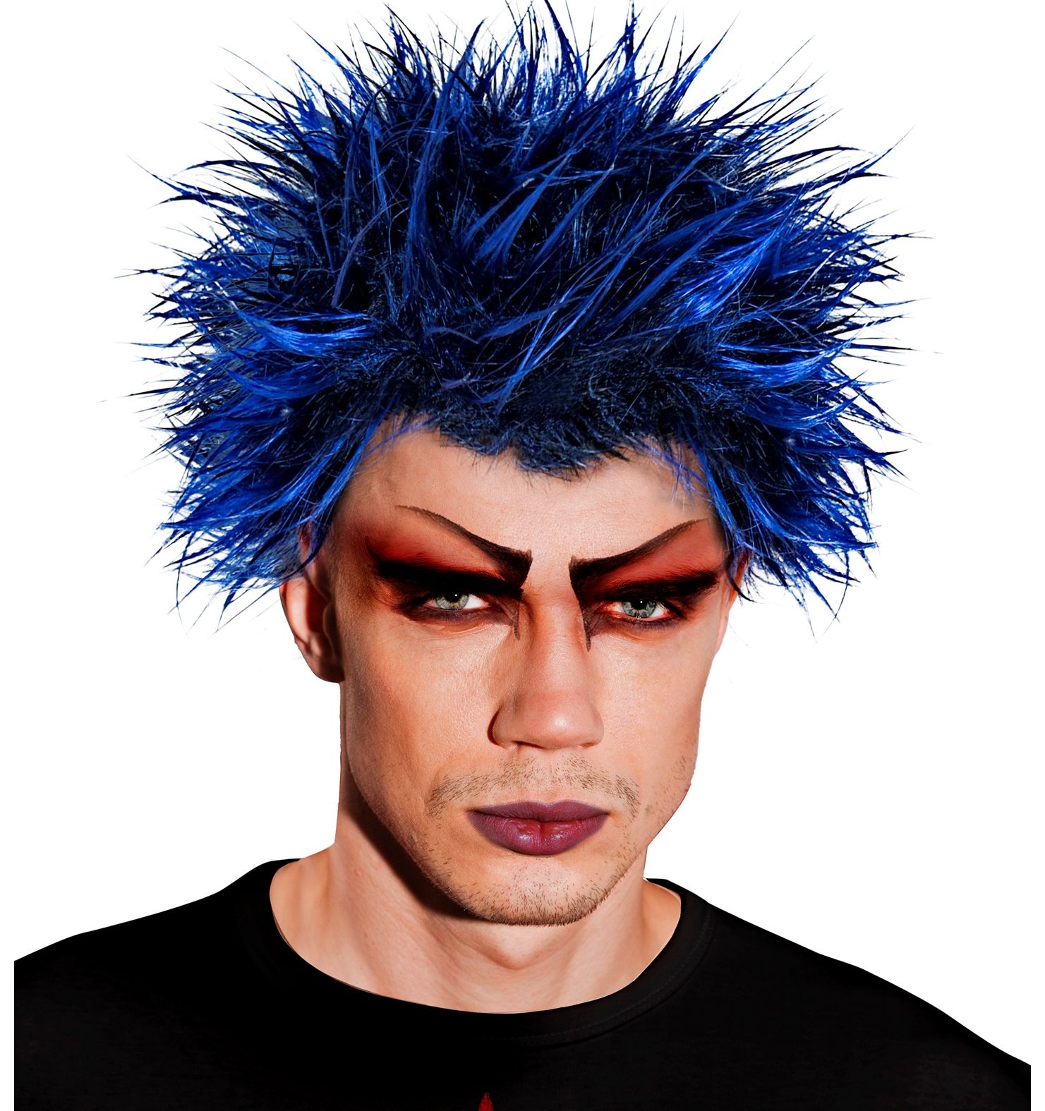 Pruik punk blauw