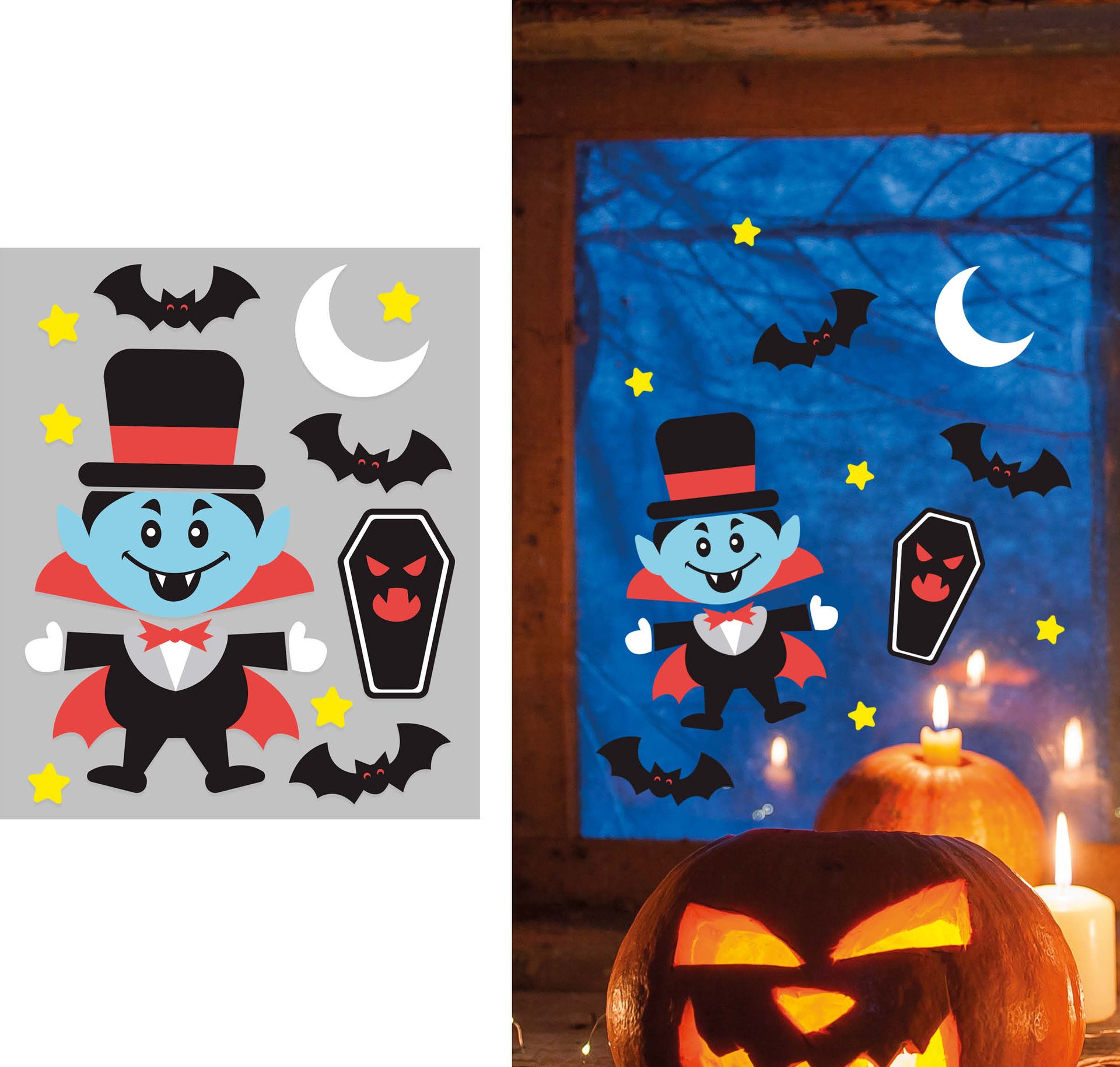 Raamdecoratie gelstickers vampier halloween