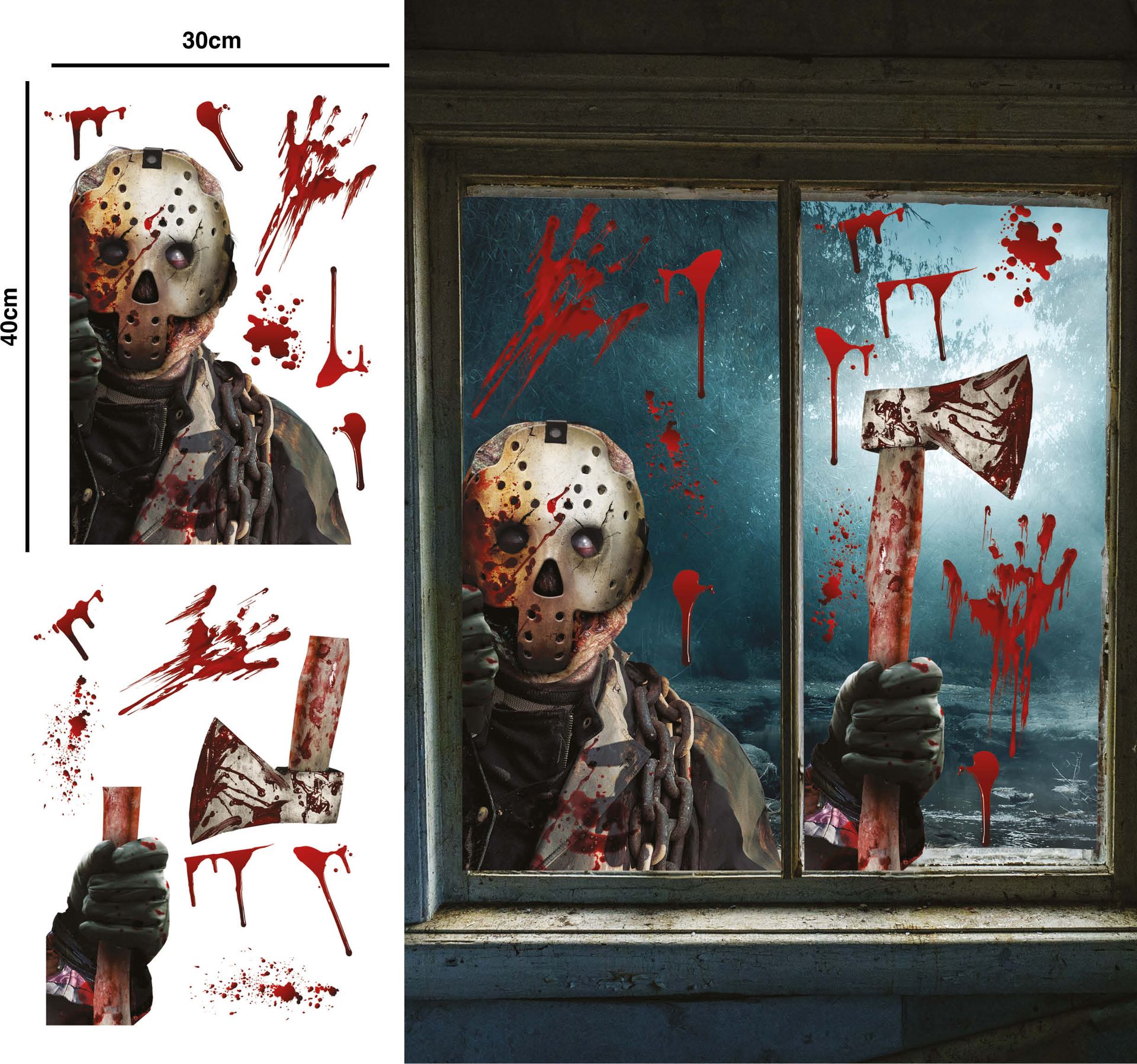 Raamdecoratie Jason Voorhees 30 x 40 cm halloween