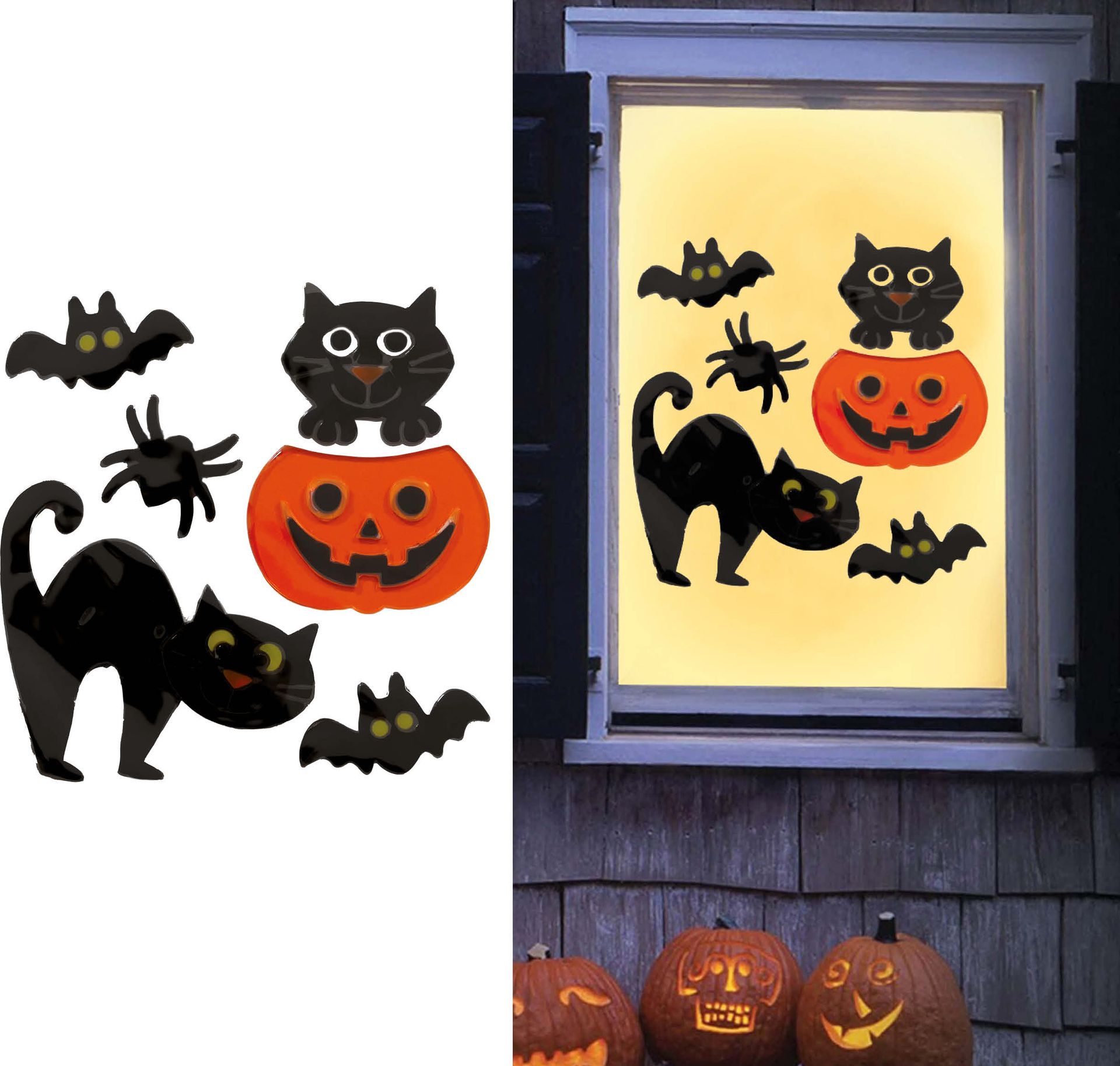 Raamdecoratie katten halloween
