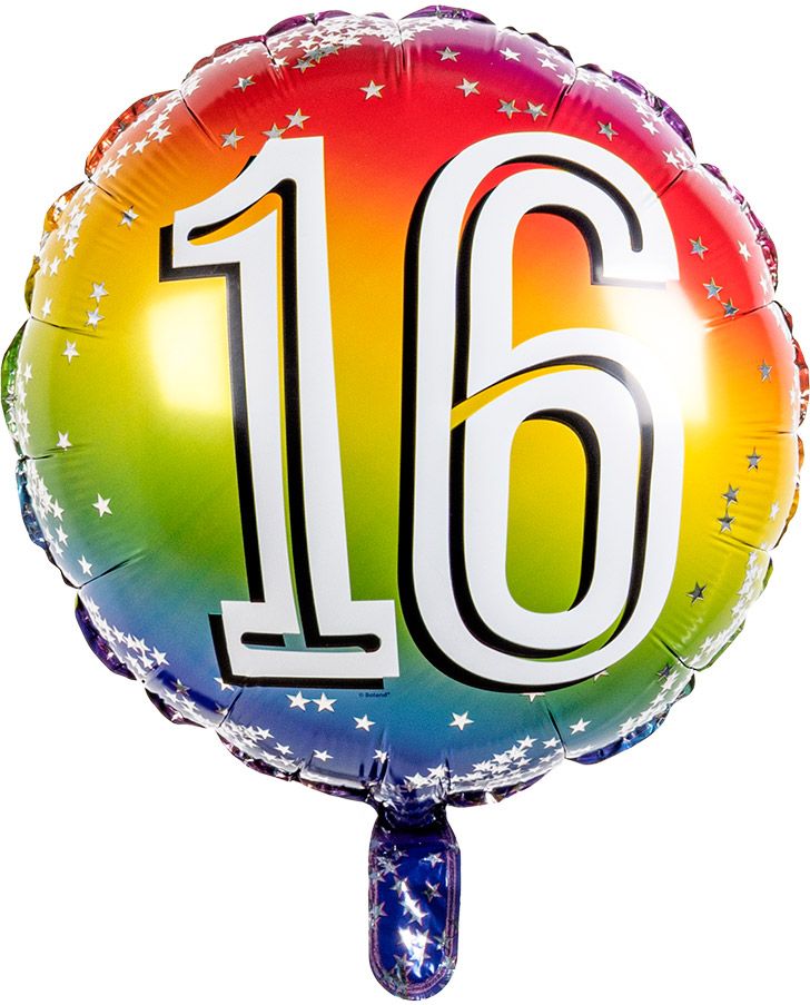 Rainbow folieballon 16 jaar