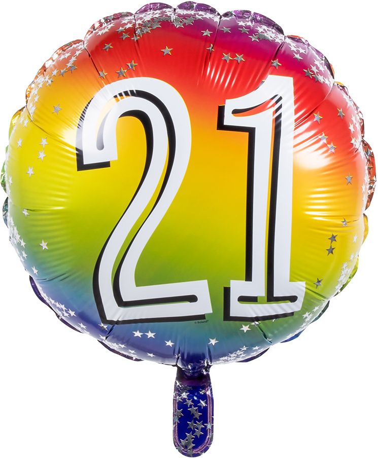 Rainbow folieballon 21 jaar