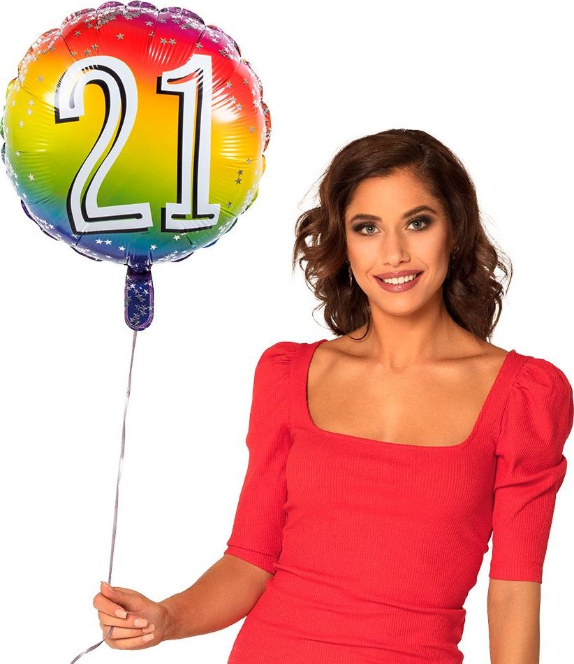 Rainbow folieballon 21 jaar