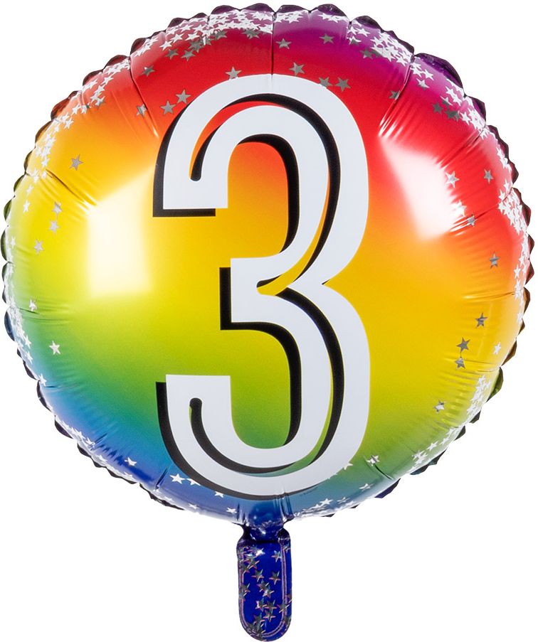 Rainbow folieballon 3 jaar