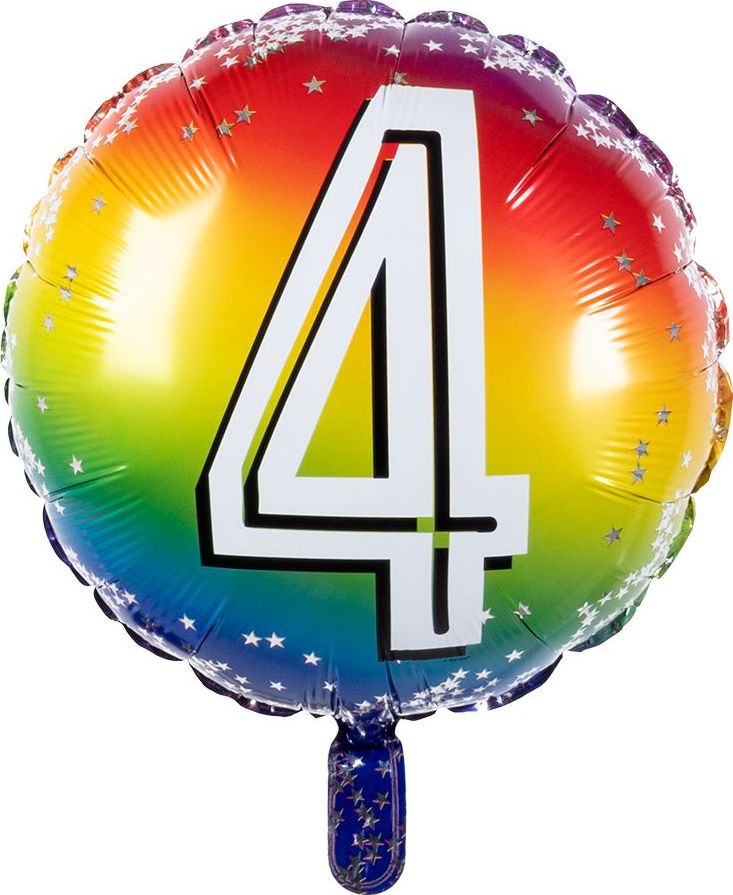 Rainbow folieballon 4 jaar