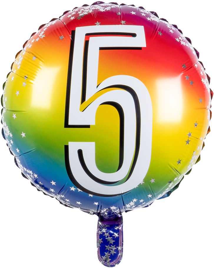 Rainbow folieballon 5 jaar