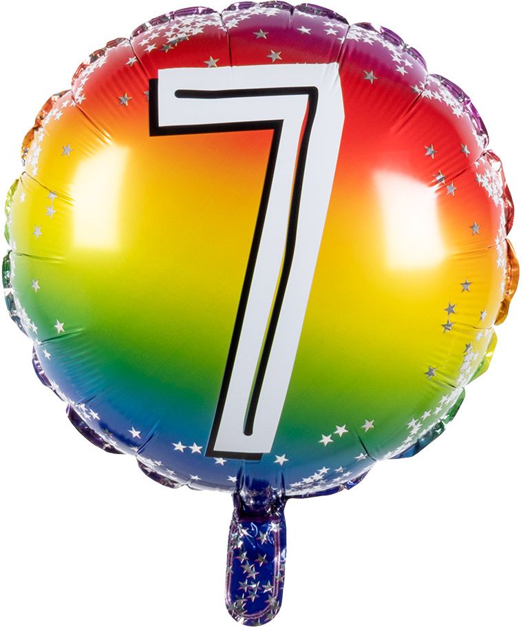 Rainbow folieballon 7 jaar